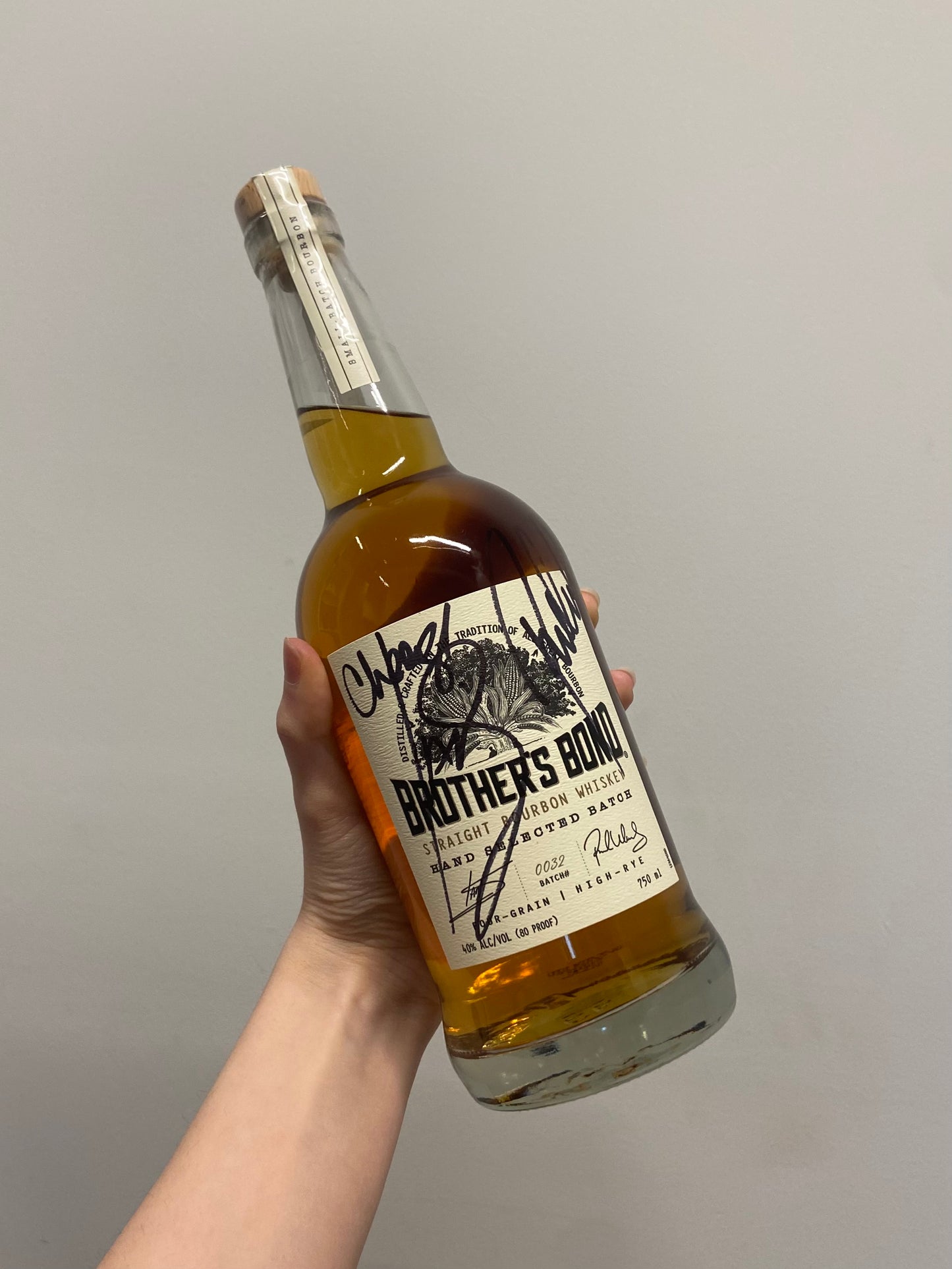 Brother's Bond Bourbon bottle - Autographed by Ian Somerhalder & Paul Wesley - Heroes Comic Con 2024