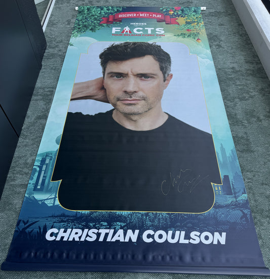 Christian Coulson Auction signed large PVC banner - FACTS Spring 2026