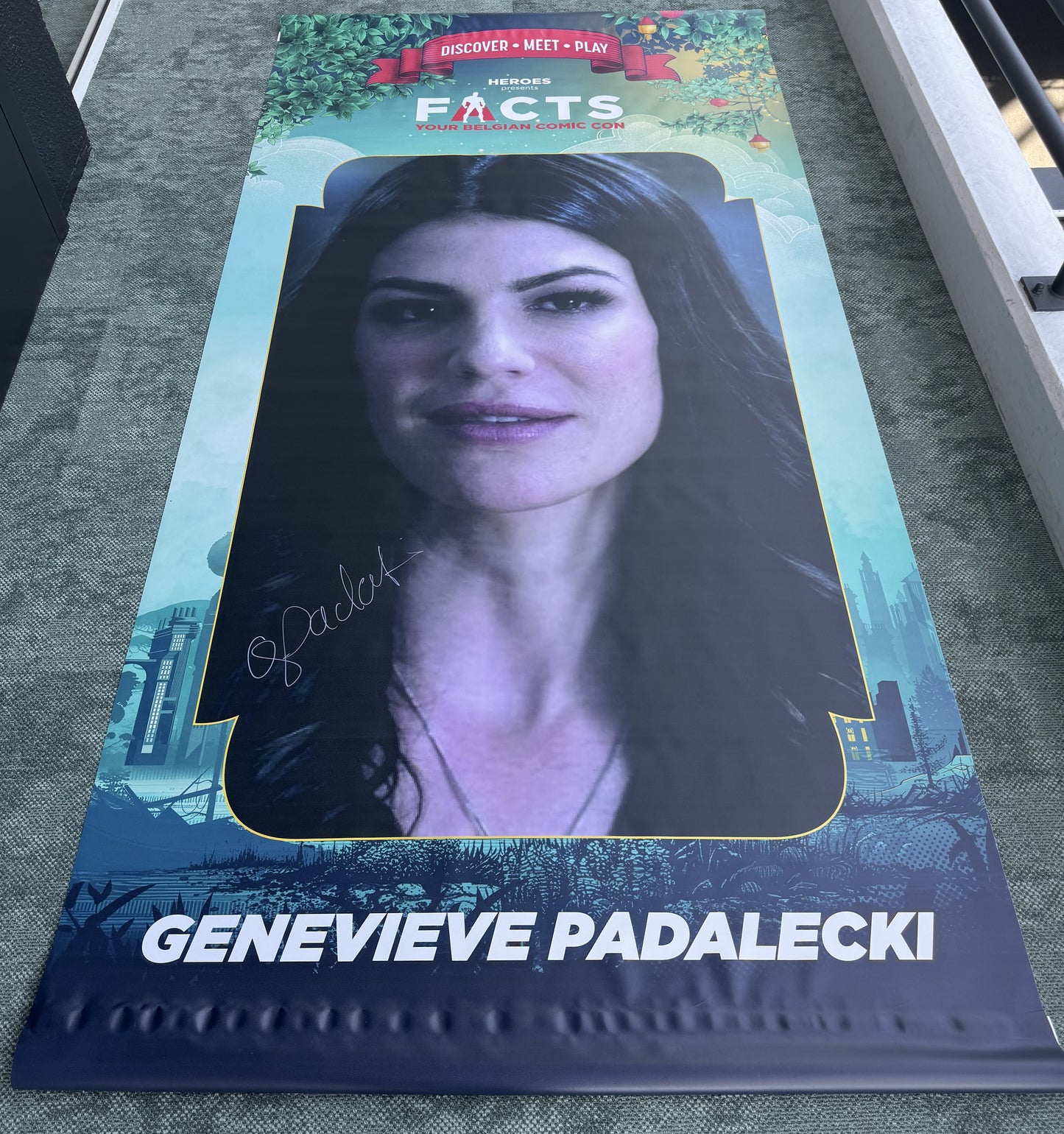 Genevieve Padalecki Auction signed large PVC banner - FACTS Spring 2026