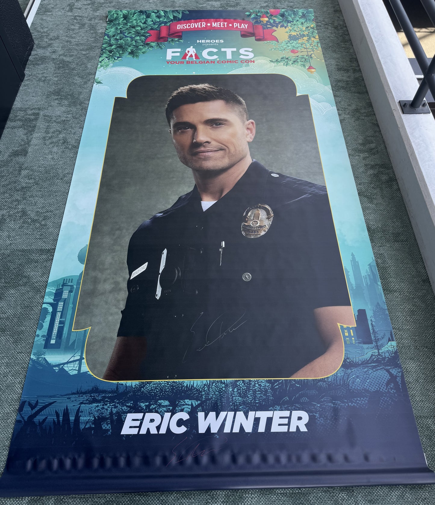 Eric Winter signed large PVC banner - FACTS Spring 2026